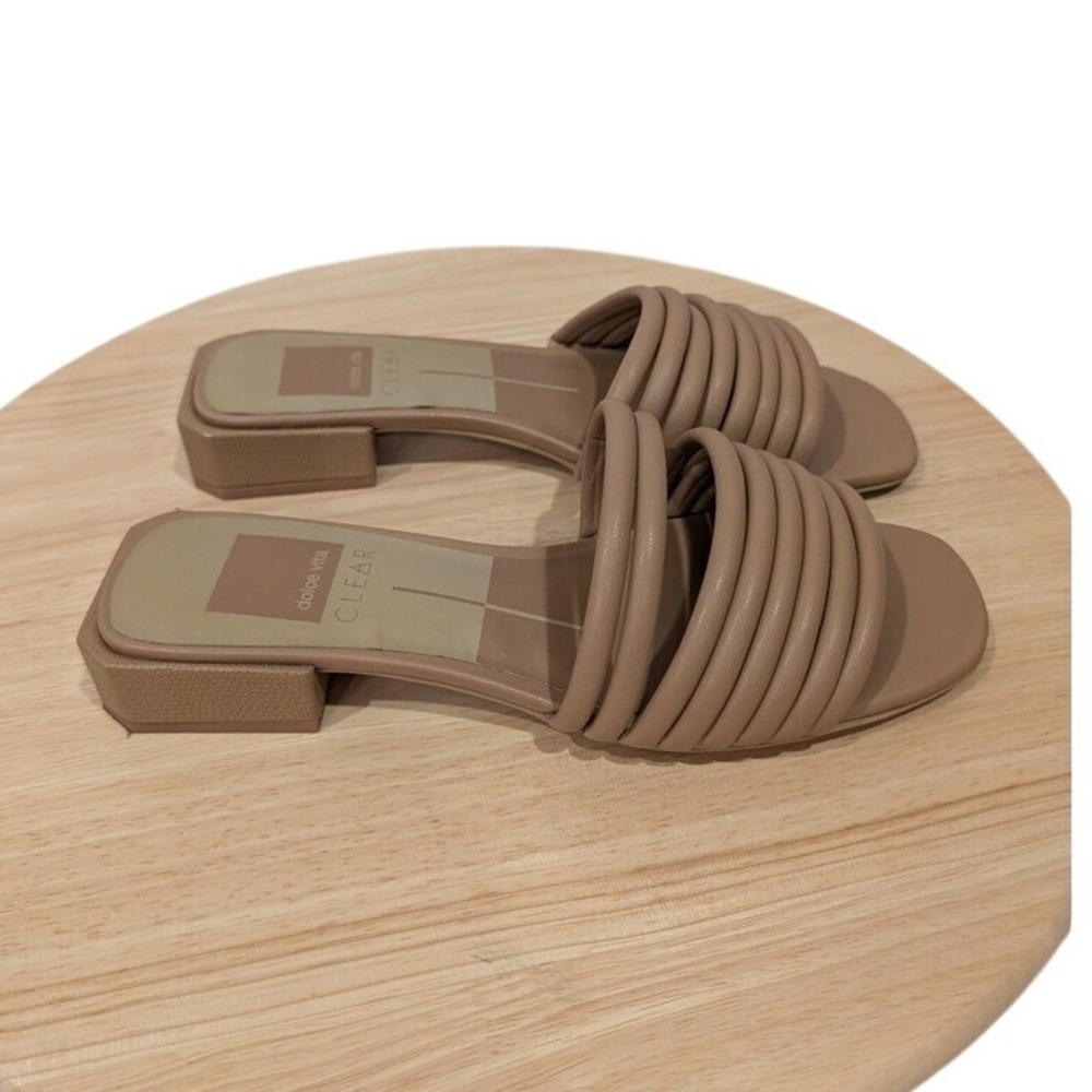 Dolce Vita Womens Nyx Flat Sandal Slides Flip Flops Womens 6.5 Beige Straps